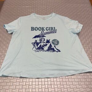 SHEIN  book girl summer blue t-shirt size 0xl